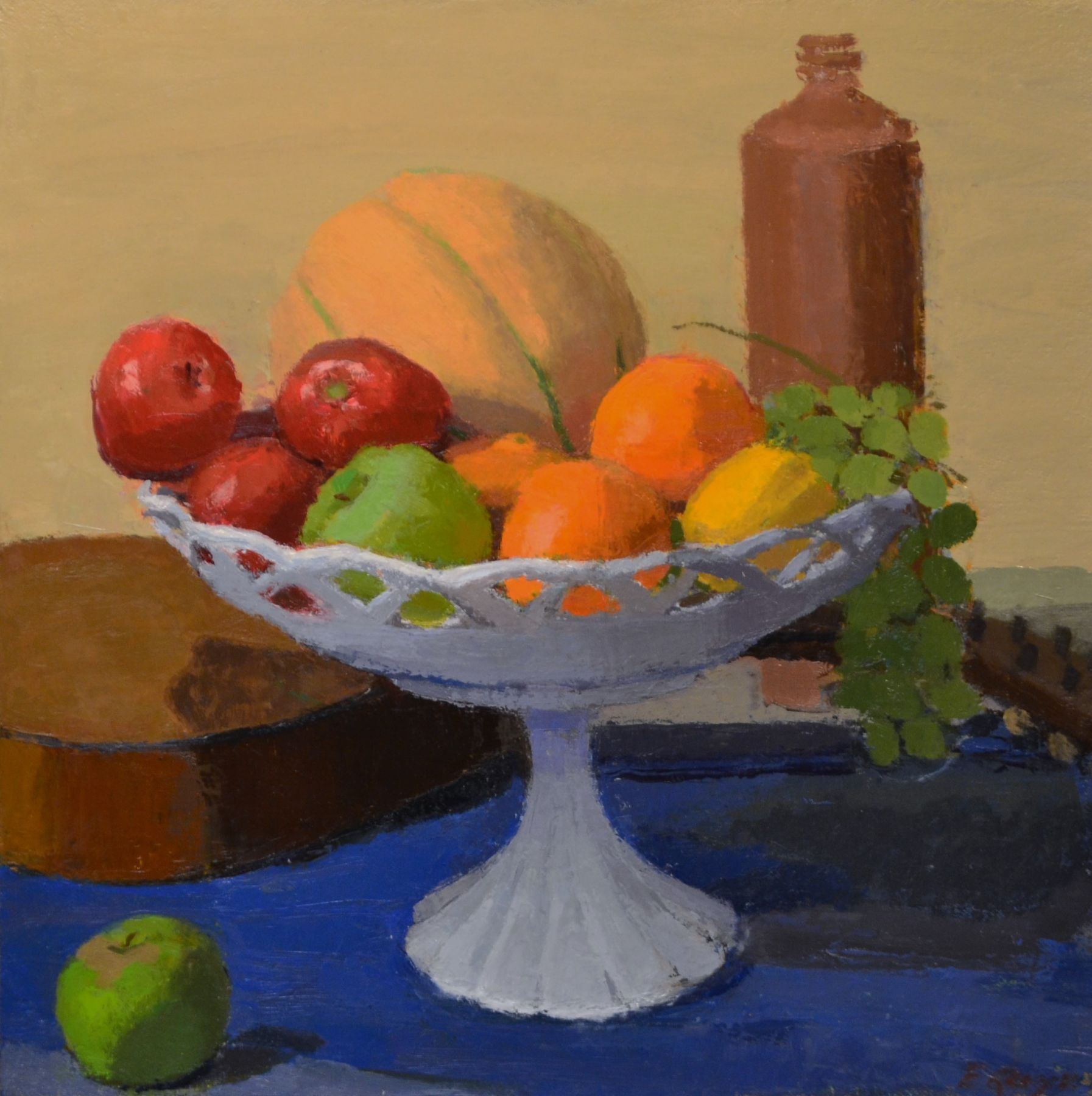 Compote And Mandolin, 16" x 16", Oil On Linen