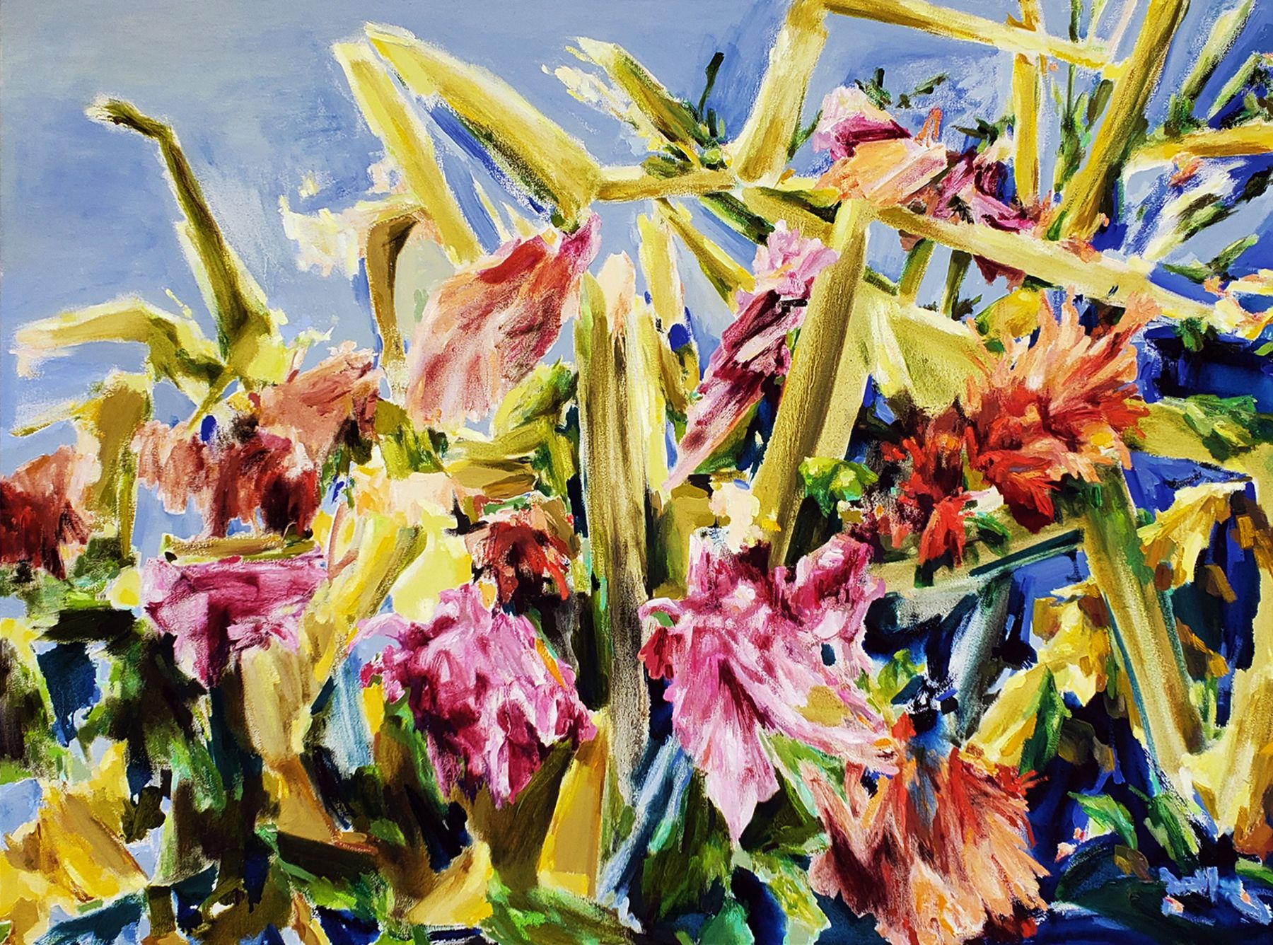 Naomi Chung, Wild Gladioli, Oil On Canvas