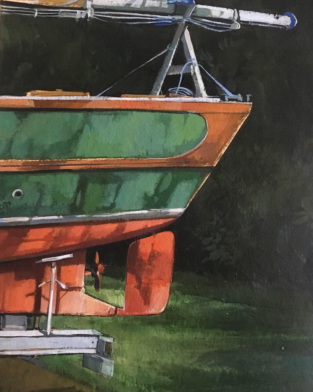 Boat 22" x 15" Oil On Panel