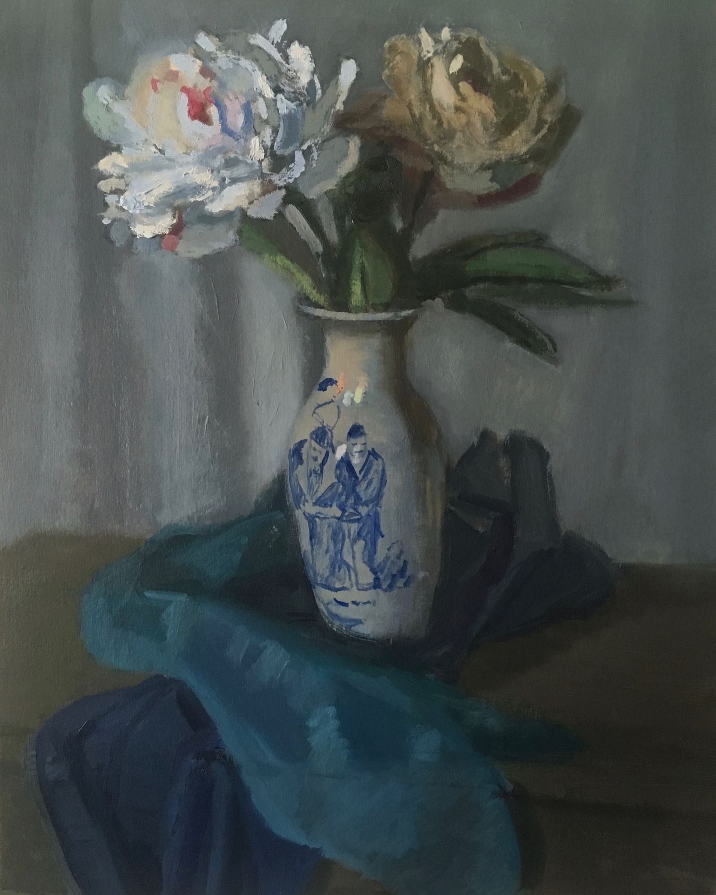 Giovanni Casadei, Peonies, Oil On Panel