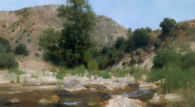 July Streambed 32" x 58" Oil On Canvas