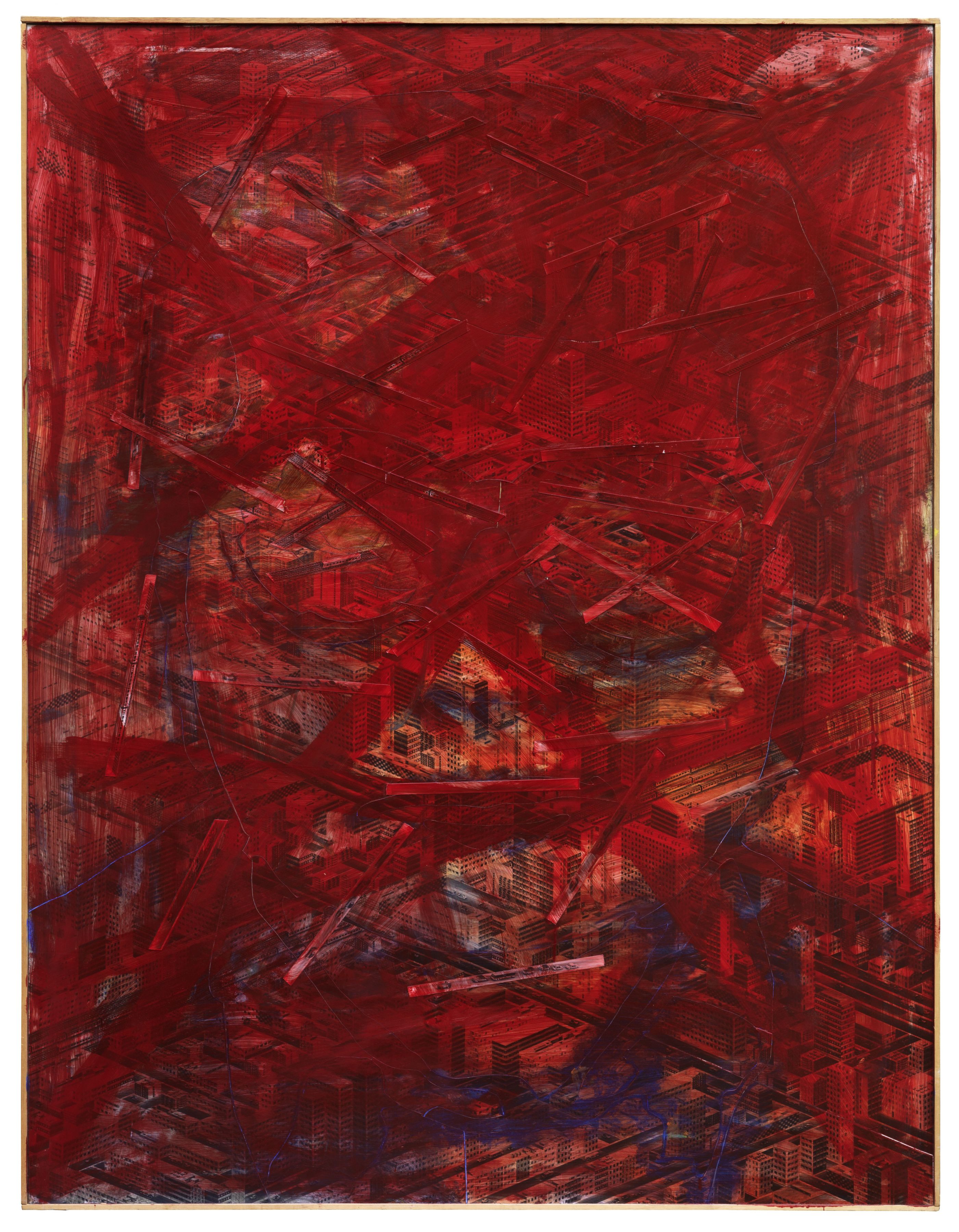 Thomas Bayrle Blitz, 1977 Oil, photography collage on wood 62 1/4 x 47 2/3 x 1 1/2 inches (158.1 x 121.1 x 3.8 cm)