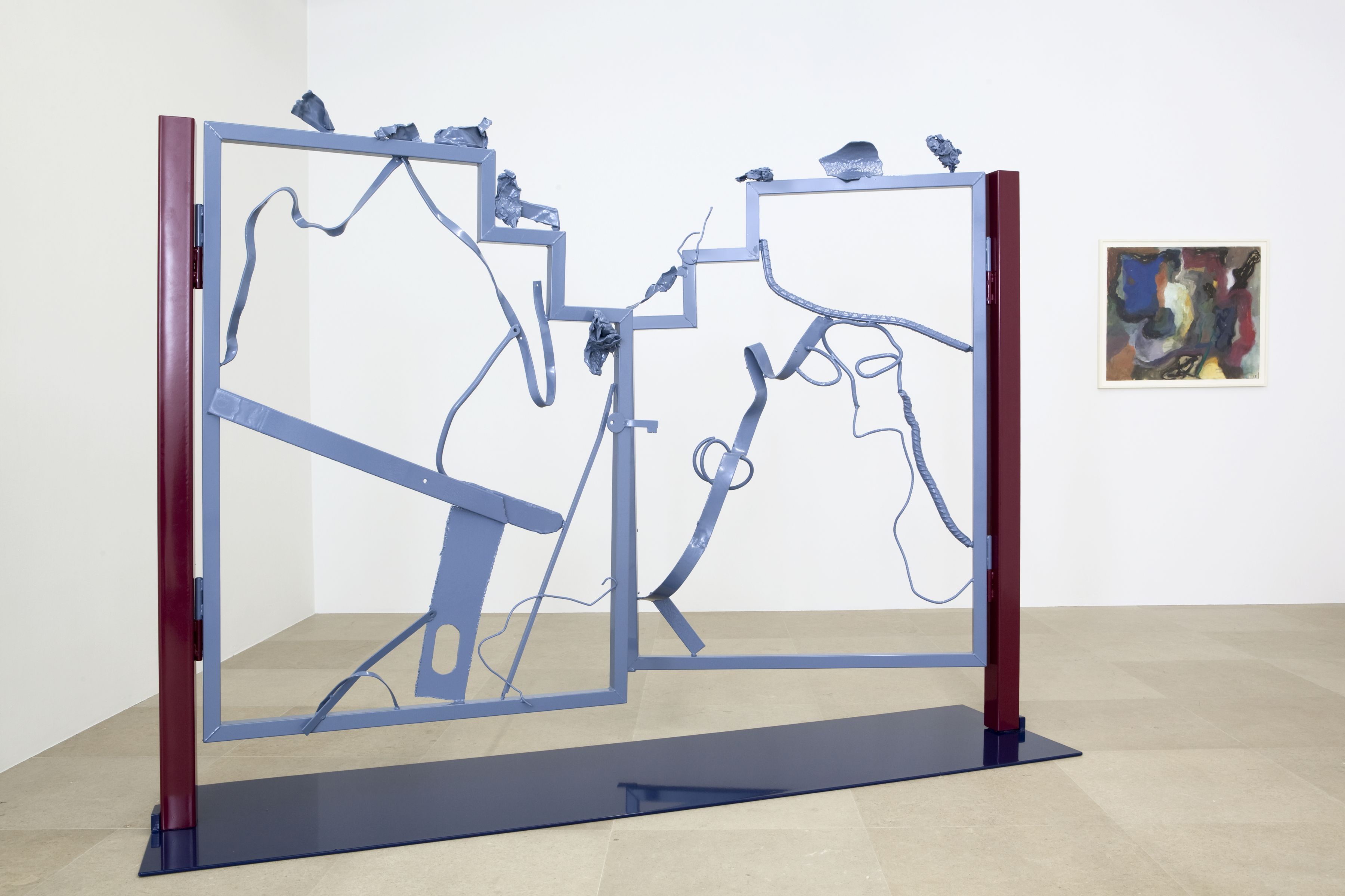 Ida Ekblad, Untitled, 2011, Steel and lacquer, 72 1/2 x 98 1/2 x 24 3/4 inches, Installation view, Greene Naftali, New York, 2011