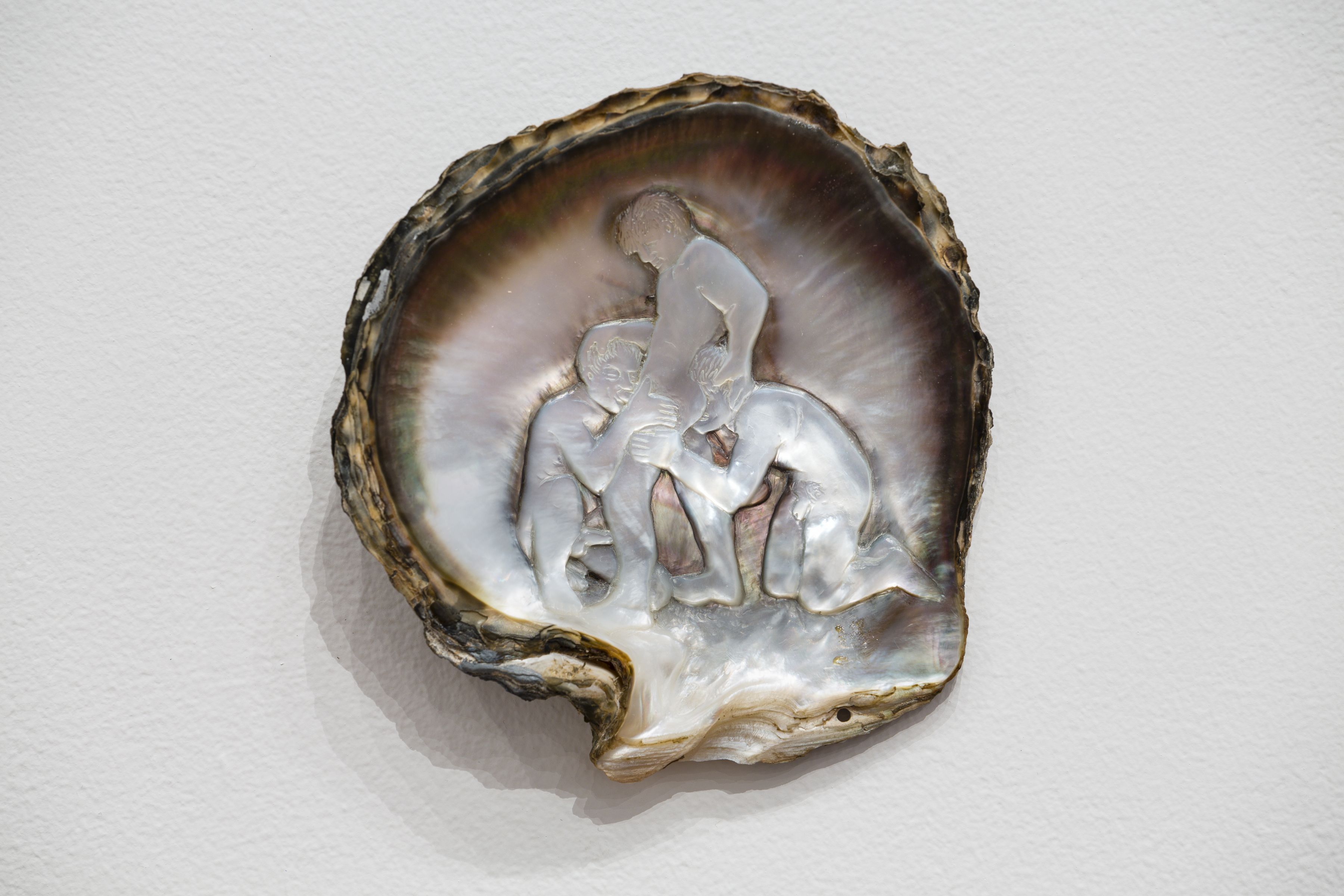 Shell 1996 carved black lip oyster shell