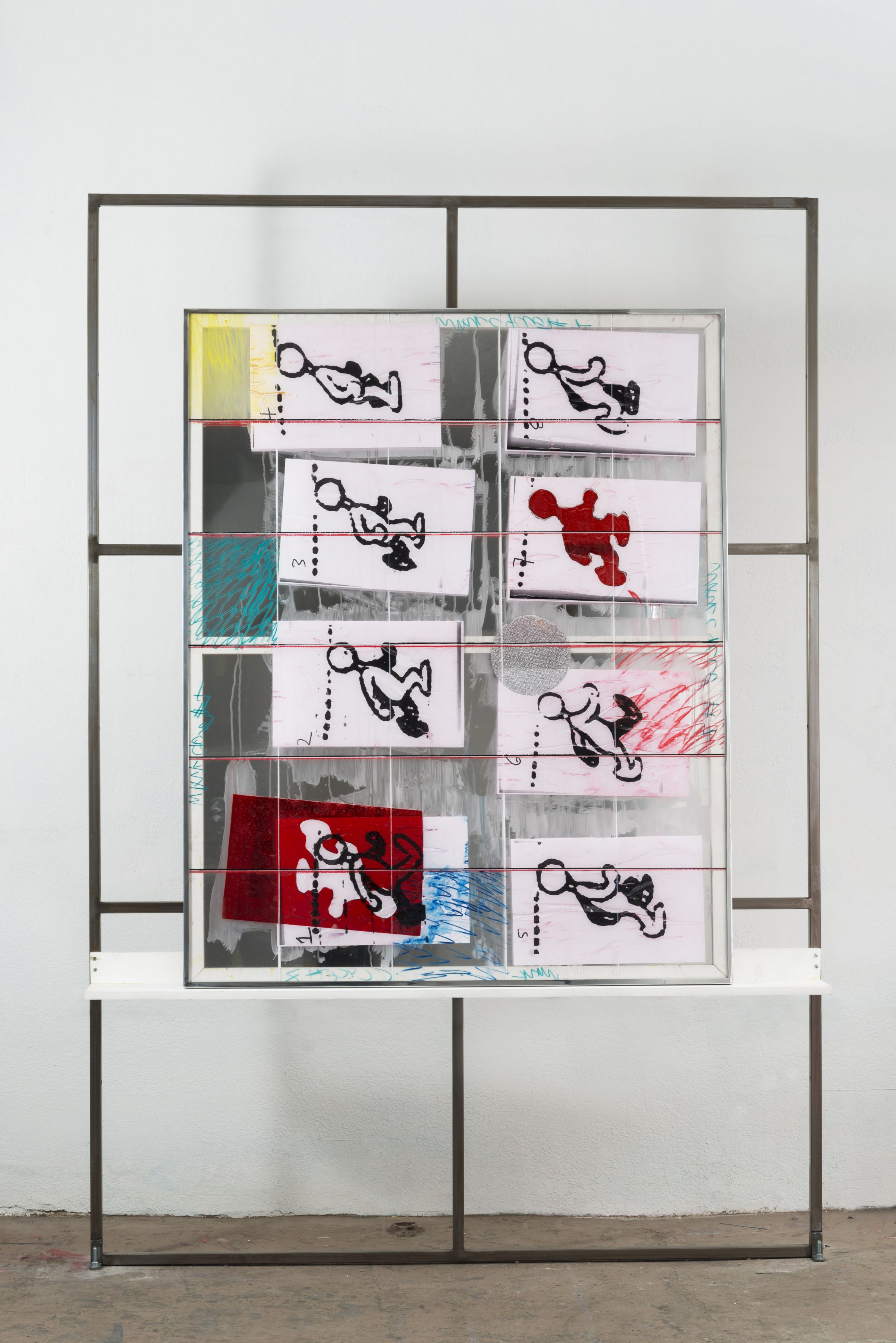 a series of walking drawings by dashiell manley in an exhibition