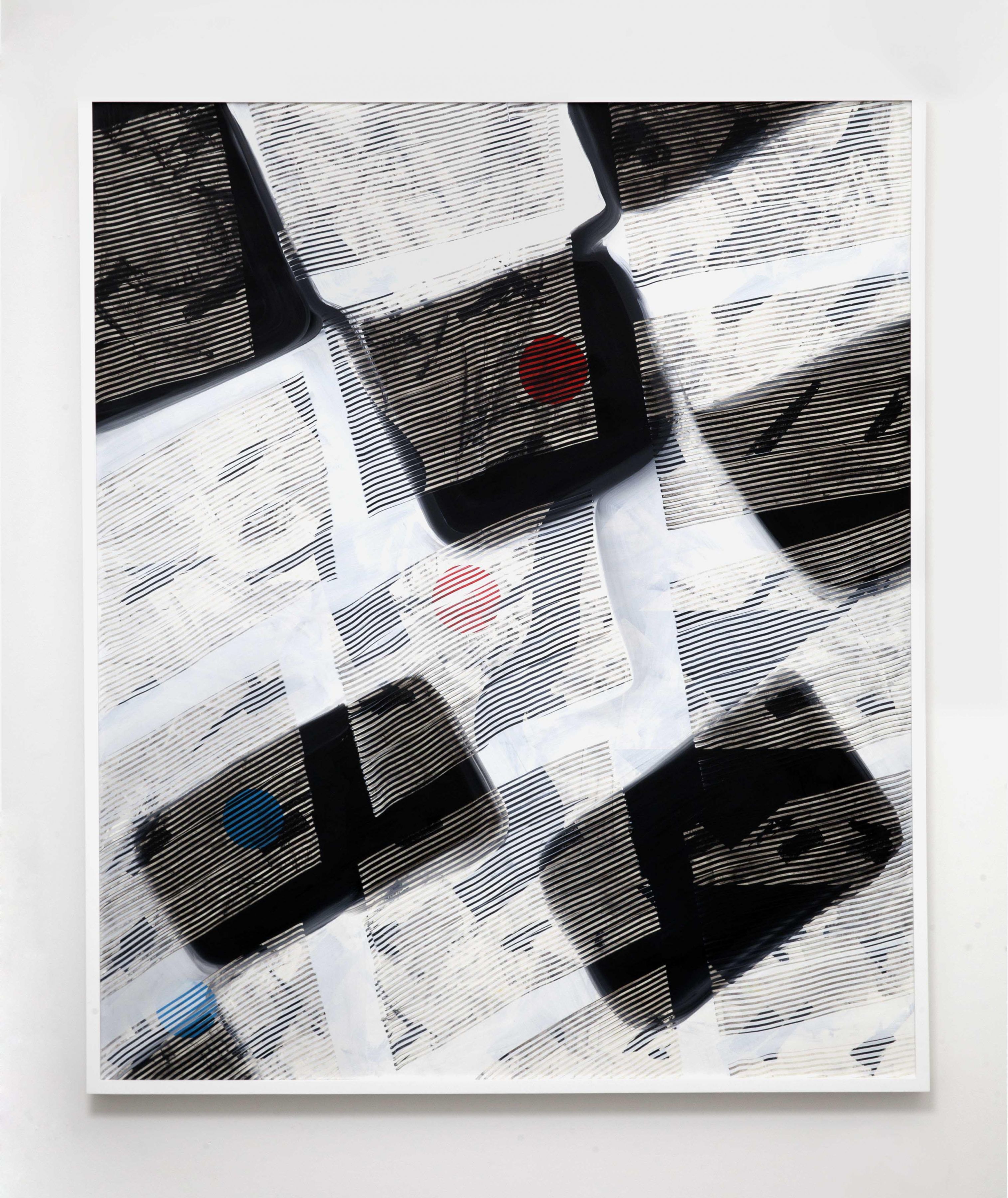 a formalist painting by Julia Dault in a Chelsea contemporary art gallery