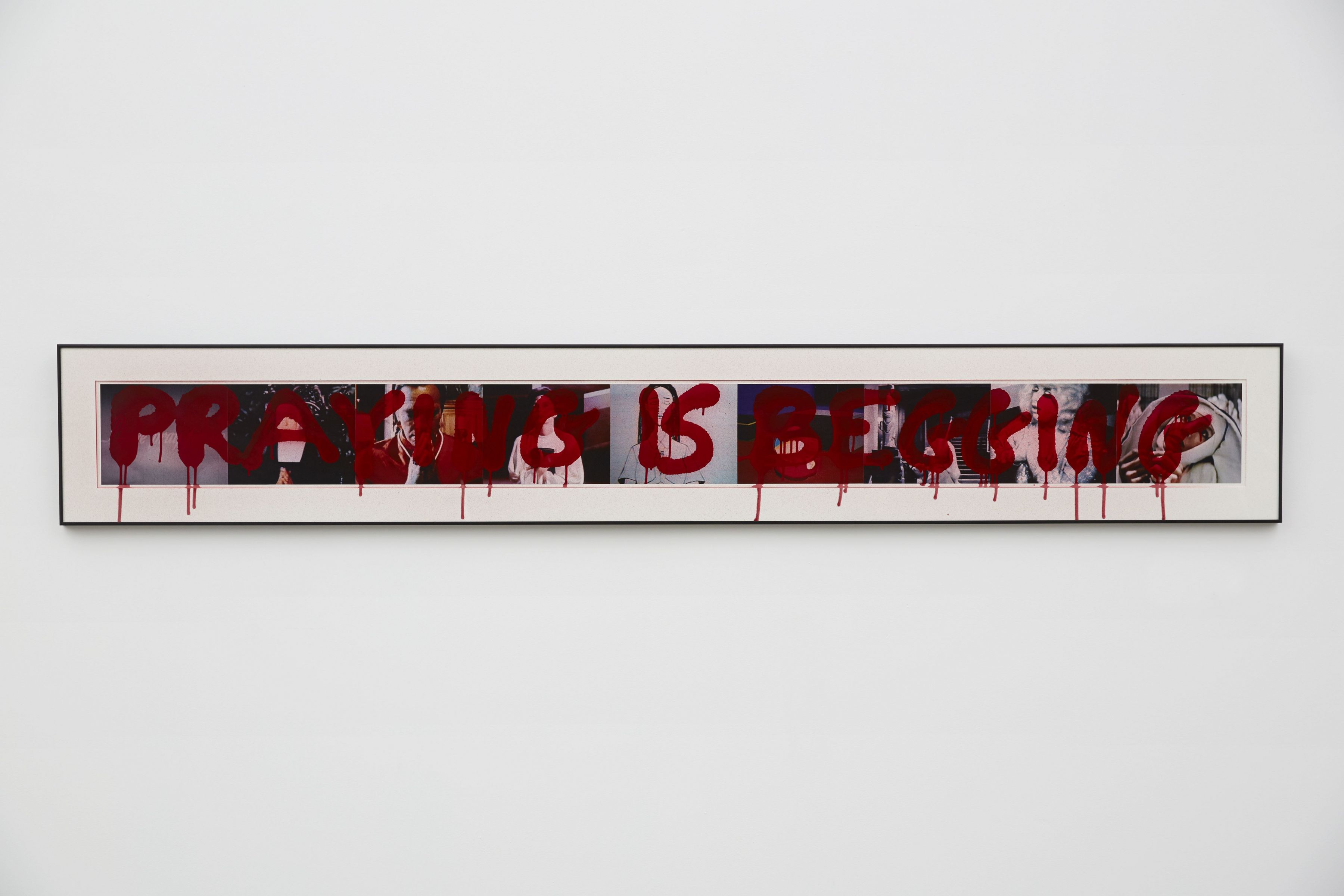 Praying is Begging, 2006, 9 C-prints and spray paint