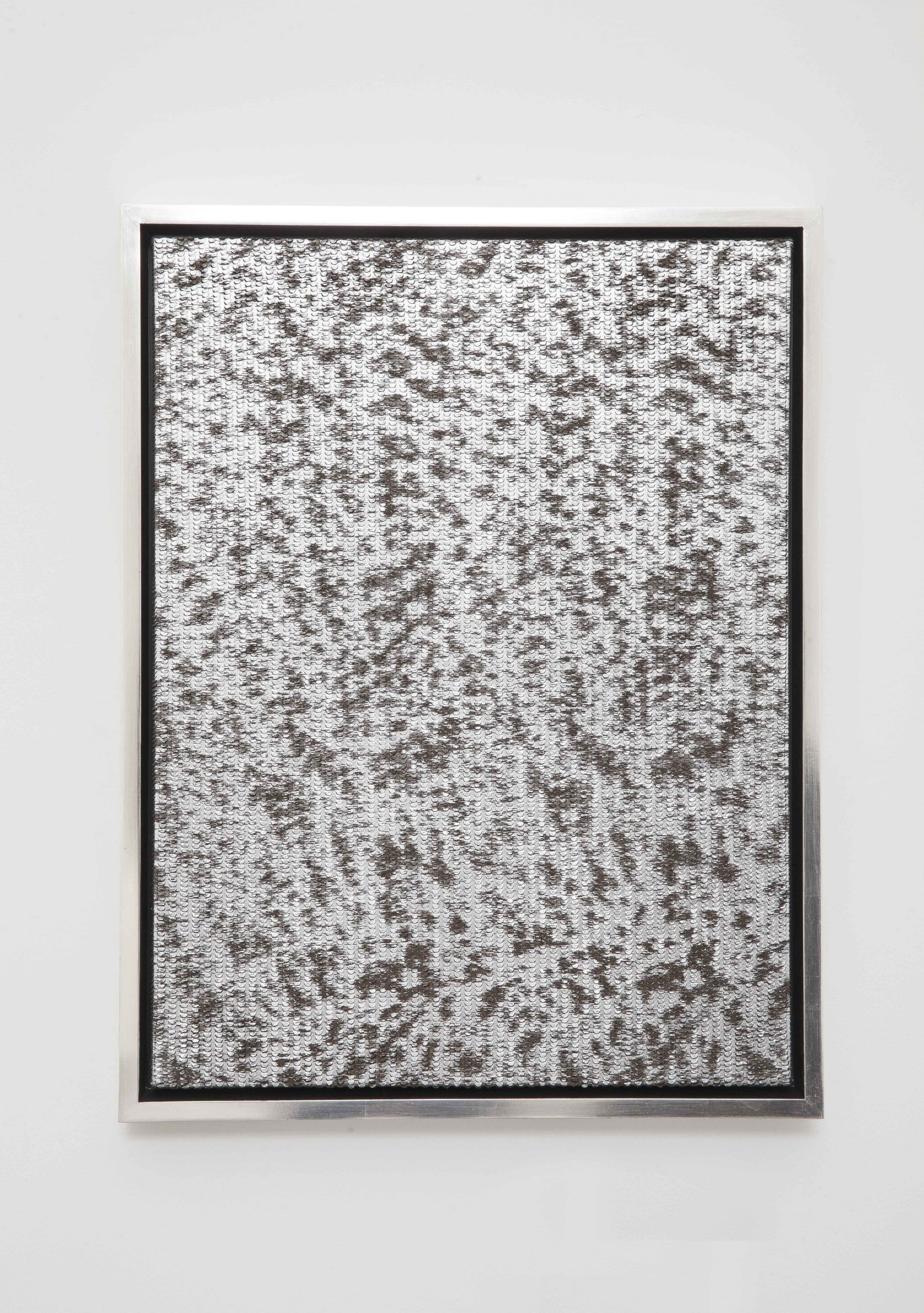 Sound of Silver, 2014, Leather on canvas in gold-leafed wood frame