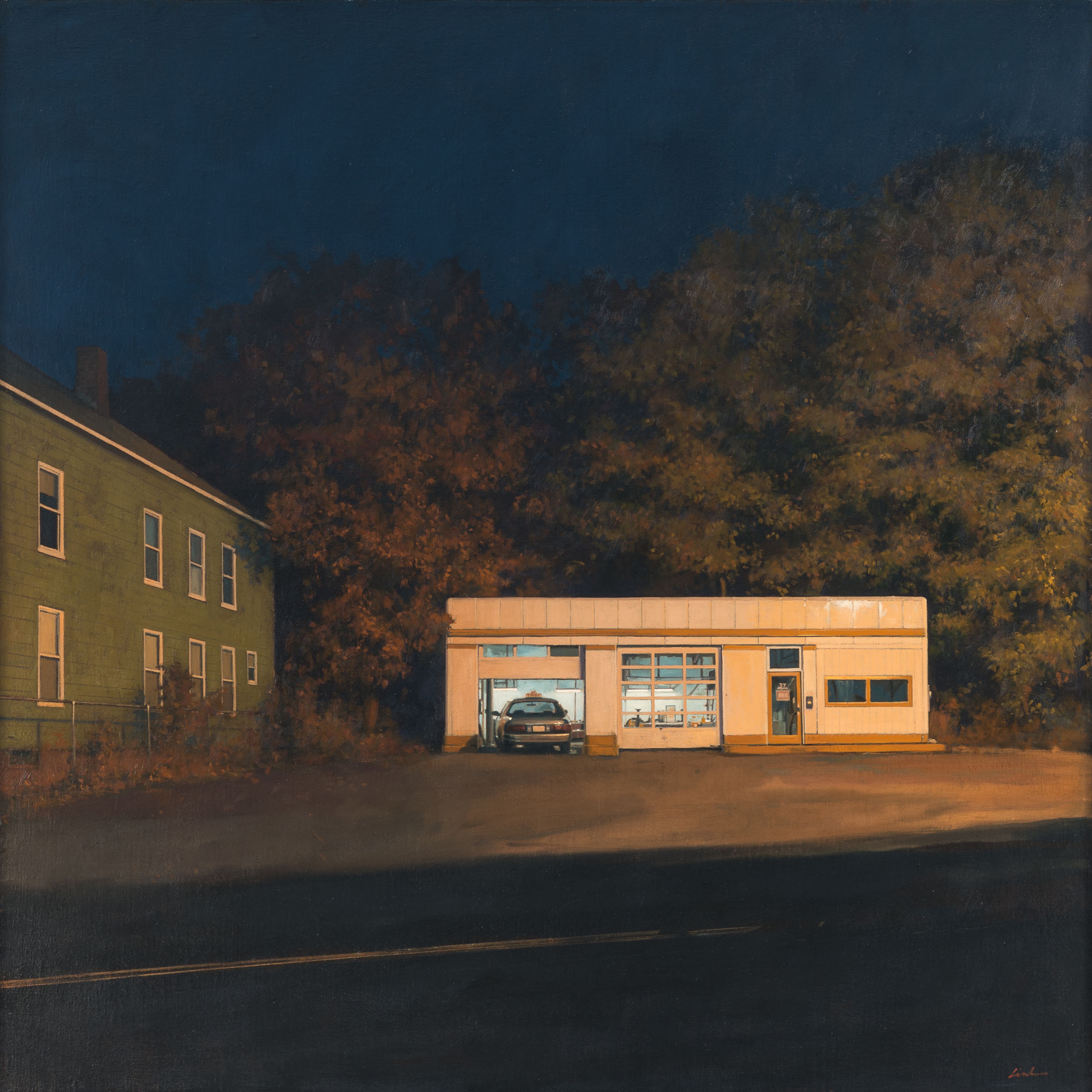 linden frederick, Taxi, 2016, oil on linen, 36 x 36 inches