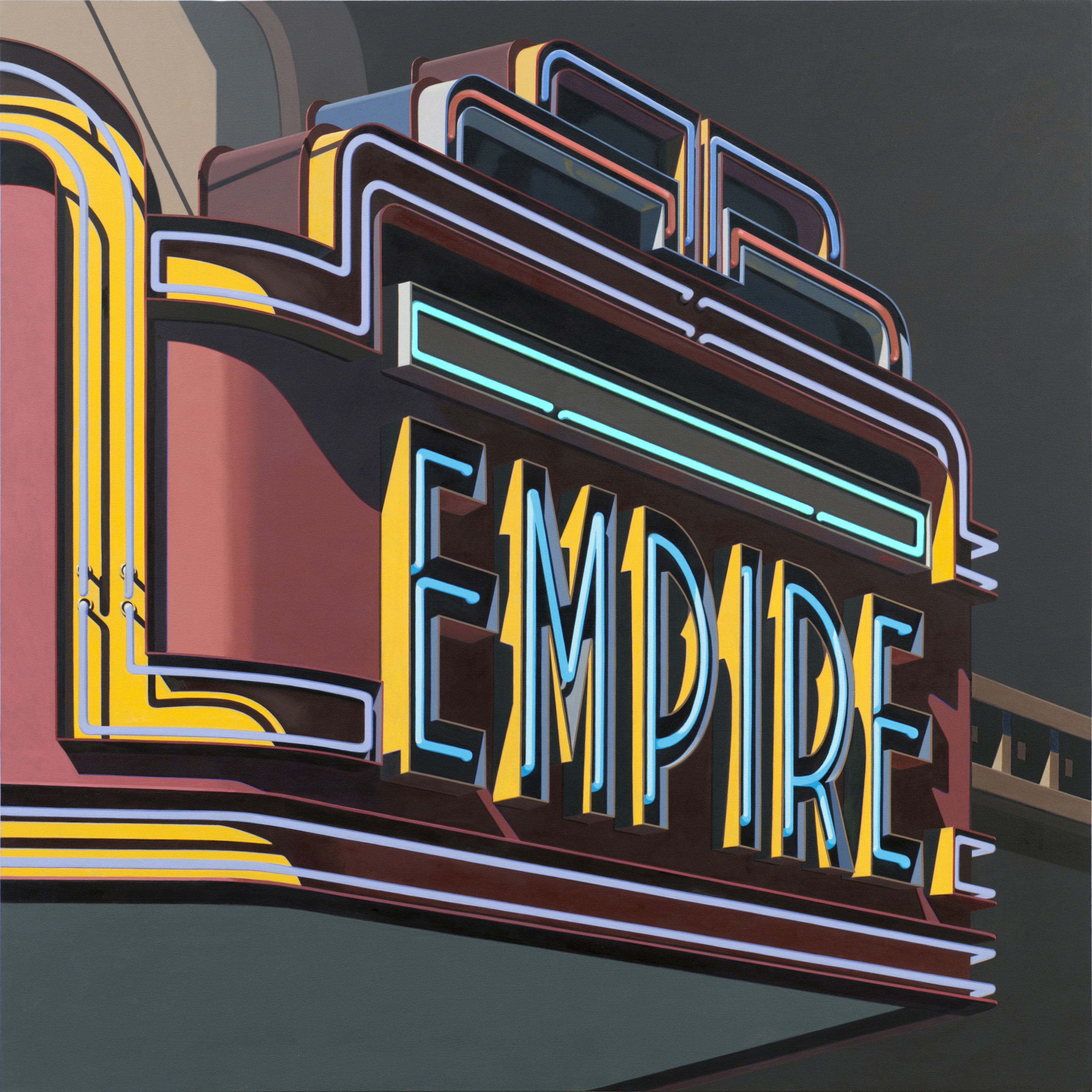 Robert Cottingham, Empire III, 2011, oil on canvas, 78 x 78 inches