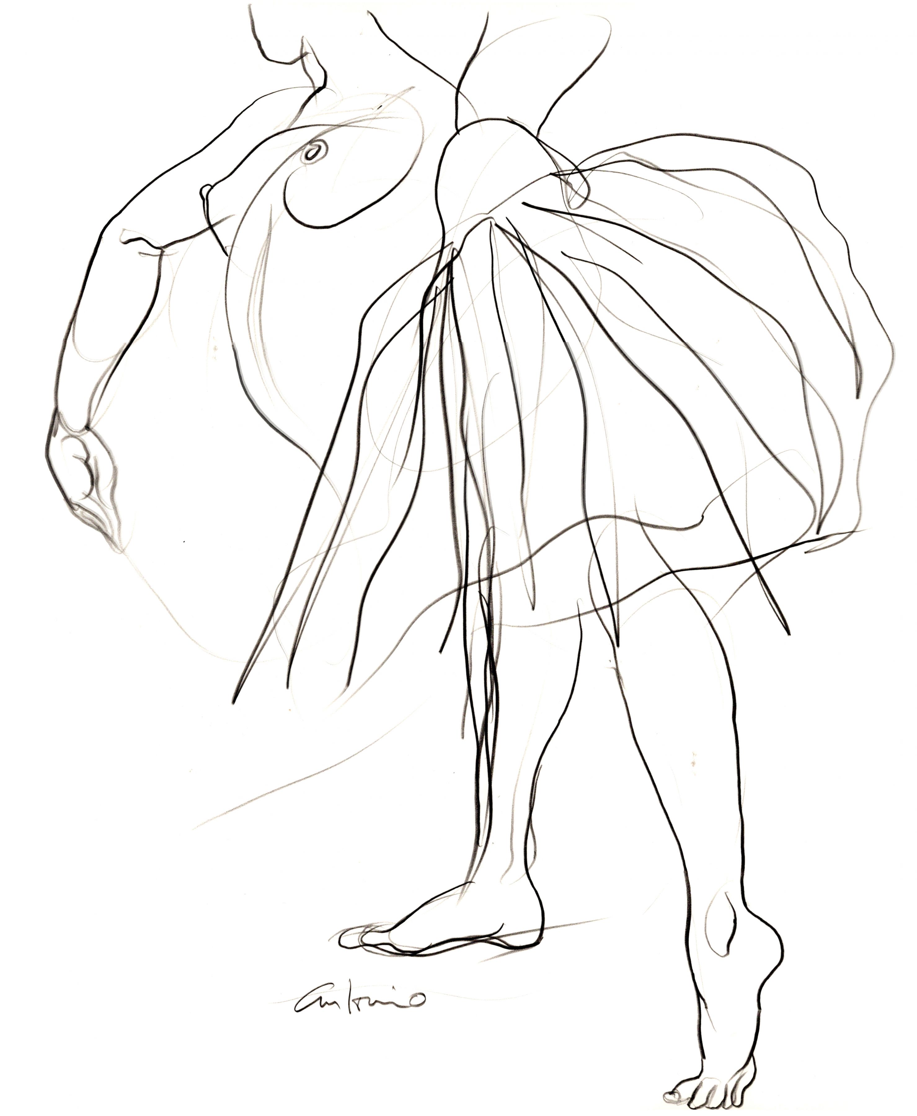 Sketch of dancer by Antonio Lopez