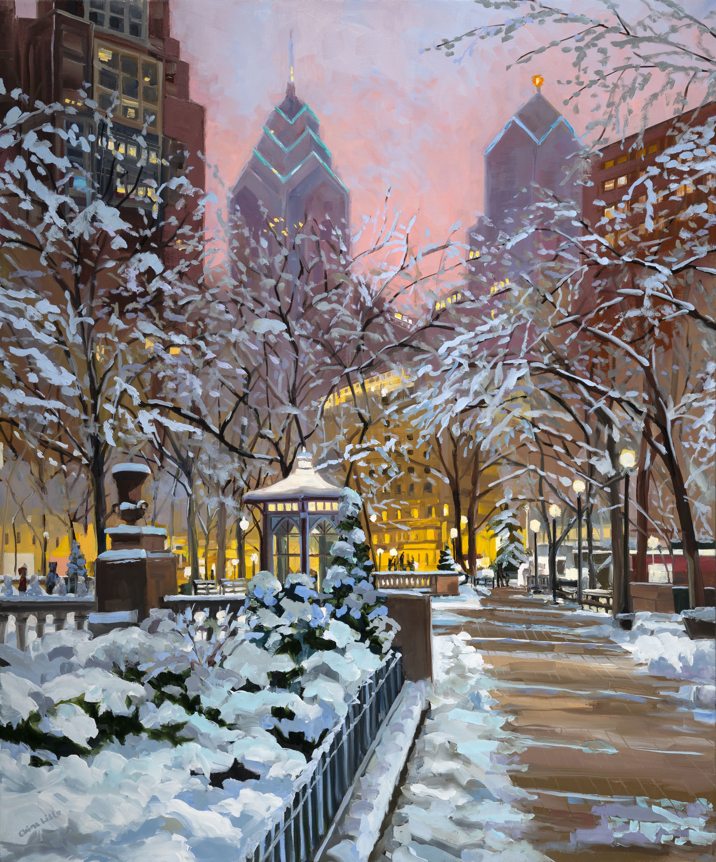 Rittenhouse Snow, Elaine Lisle, Oil On Canvas