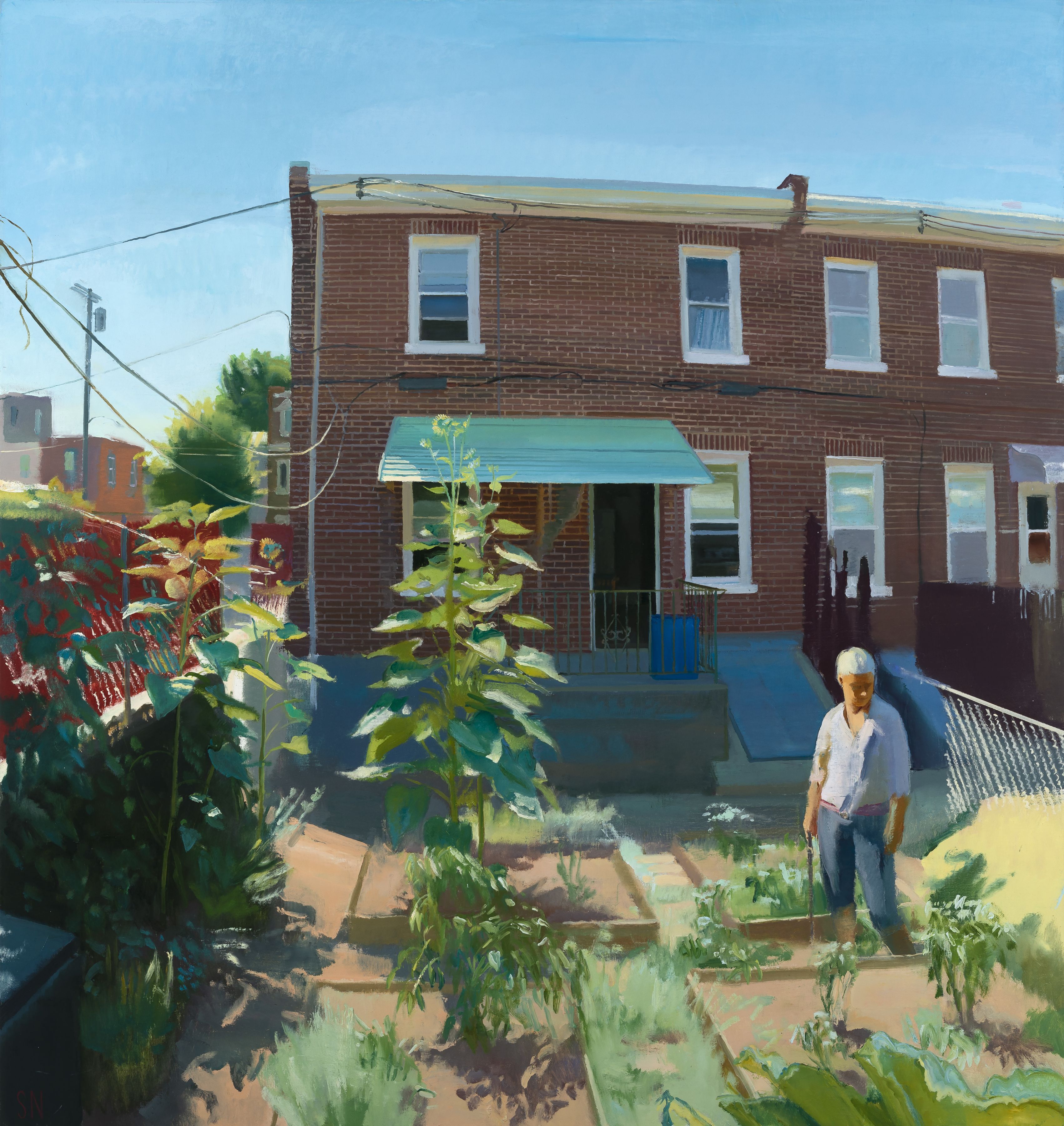 Jan's Garden in July, 68" x 64", Oil on canvas