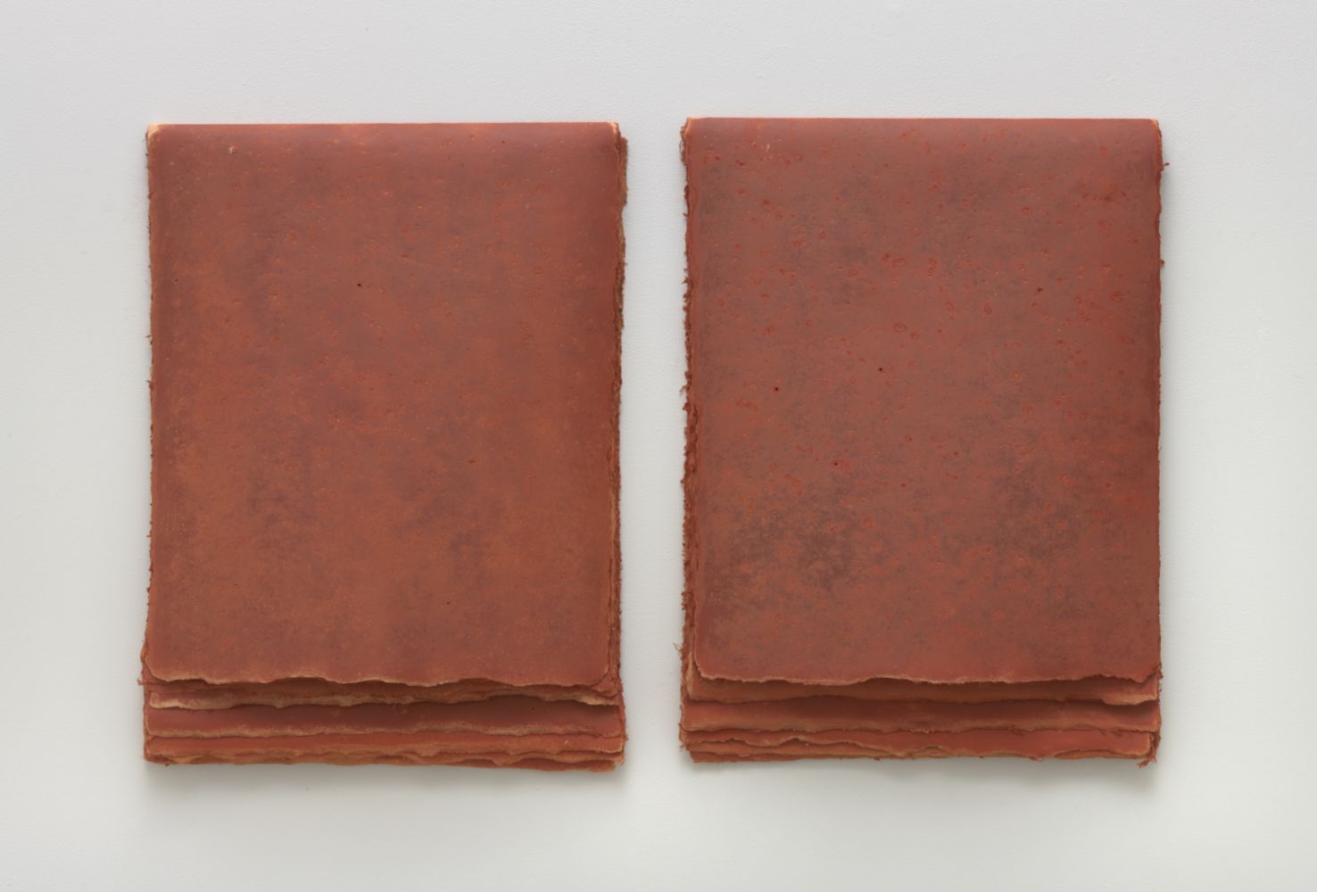 Strata Series: Durango, 1979-80 Earth from site on muslin mounted rag paper Two parts, 24 1/2 x 18 inches, each. 24 1/2 x 36 inches, overall. 8 layers, each part