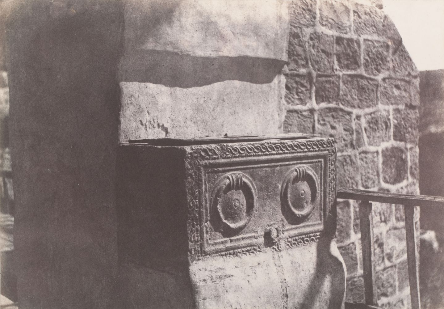 Auguste SALZMANN (French, 1824-1872) "Jérusalem. Sarcophage Judaïque", 1854 Blanquart-Évrard process salt print from a paper negative 23.2 x 33.2 cm mounted on 45.0 x 56.6 cm paper Title and credits lithographed on mount