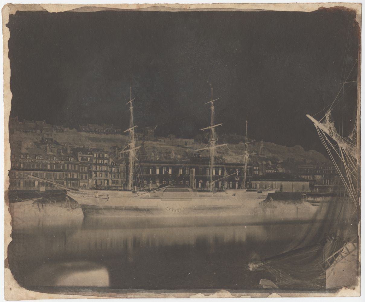 Rev. Calvert Richard JONES (Welsh, 1802-1877) Paddle wheel steamer, Boulogne, perhaps August 1855 Calotype negative 19.5 x 23.8 cm