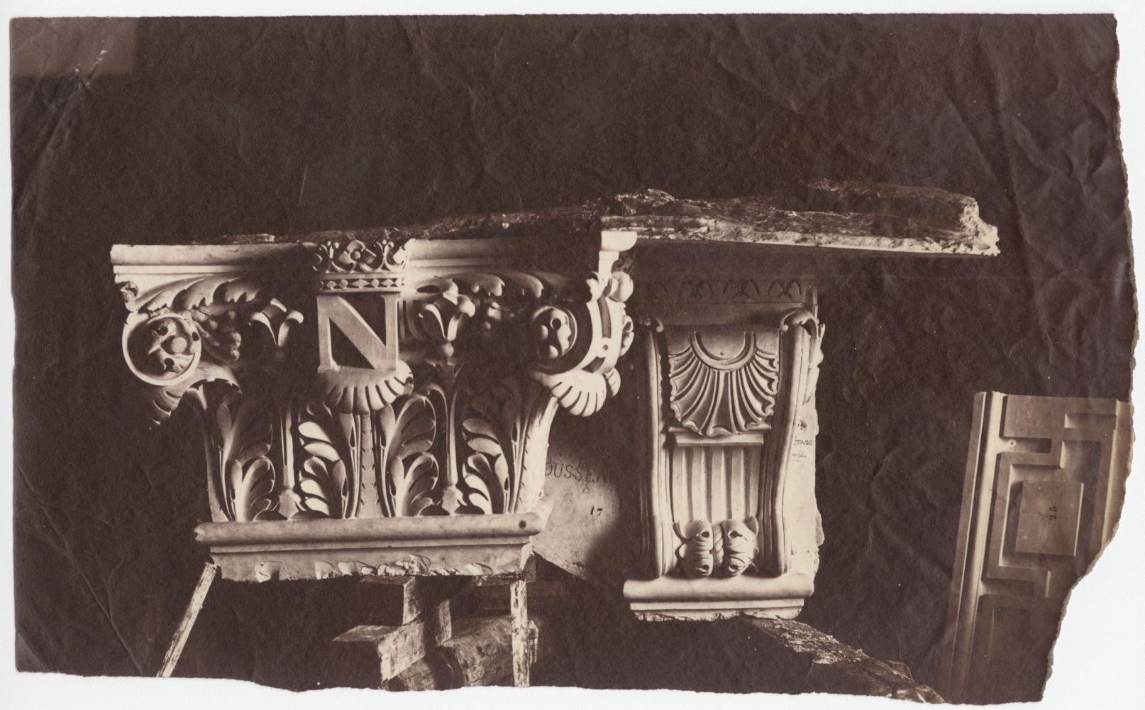 Édouard-Denis BALDUS (French, 1813-1889) Decorative element, Louvre, circa 1856 Albumen print from a collodion negative 13.7 x 22.2 cm