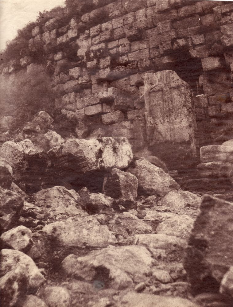 John Beasley GREENE (American, born in France, 1832-1856) Tomb of the Christian Woman with false door, near Cherchell, Algeria, 1855-1856 Lightly coated salt print from a waxed paper negative 28.6 x 22.8 cm Numbered "1000.30" in pencil on verso