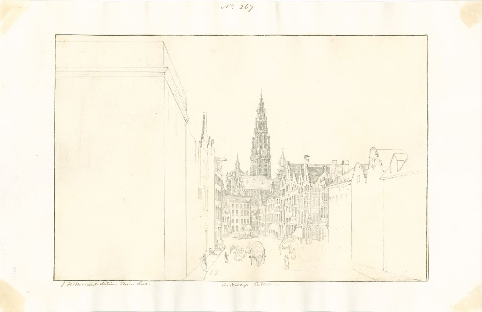 Sir John Frederick William HERSCHEL (English, 1792-1872) "No 267 Antwerp Cathedral”, 16 October 1824 Camera lucida drawing, pencil on paper 19.4 x 29.3 cm mounted on 24.5 x 38.0 cm paper Numbered, signed and titled “No 267 / JFW Herschel delin Cam. Luc. / Antwerp Cathedral” in ink in border