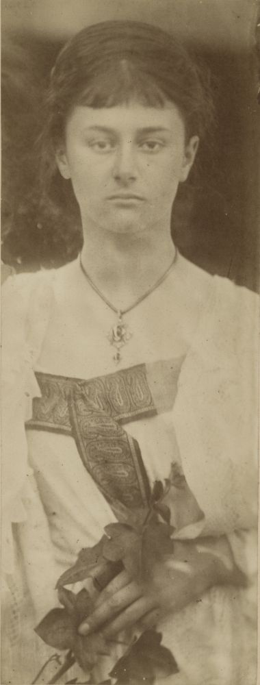 Julia Margaret CAMERON (English, born in India, 1815-1879) "Alice", September 1872 Albumen print from a collodion negative 28.4 x 10.7 cm mounted on 58.5 x 46.5 cm card, ruled in gilt Signed, titled and inscribed "From life / Registered Photograph Copyright" in ink with Colnaghi blindstamp on mount