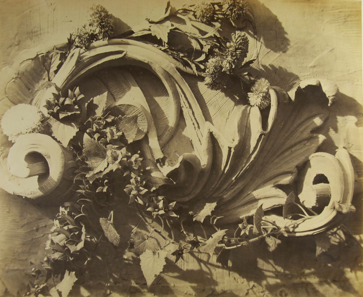 Charles Hippolyte AUBRY (French, 1811-1877) Decorative motifs, circa 1865 Albumen print from a collodion negative 37.4 x 46.2 cm mounted on 47.0 x 55.0 cm paper Blue "ch. aubry" signature stamp, blue oval "PHOTOGRAPHIE, 8, RUE DE LA REINE BLANCHE" with logo stamp and circular blindstamp "MEDAILLE D'OR / À CH. AUBRY / 1864"
