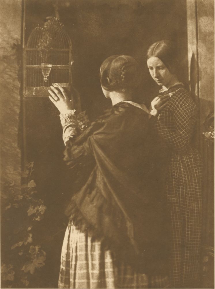 David Octavius HILL & Robert ADAMSON (Scottish, 1802-1870 & 1821-1848) The Bird Cage (the Misses Watson), 1916 Carbon print by Jessie Bertram derived from the original calotype negative by Hill & Adamson, 1843-1847 20.2 x 15.0 cm mounted on 38.3 x 26.5 cm paper, ruled in gilt