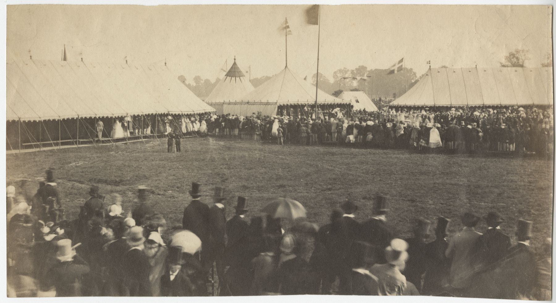 Roger FENTON (English, 1819-1869) Volunteer Riflemen on Wimbledon Common, 7 July 1860 Albumen print from a collodion negative 16.1 x 29.7 cm, irregularly trimmed