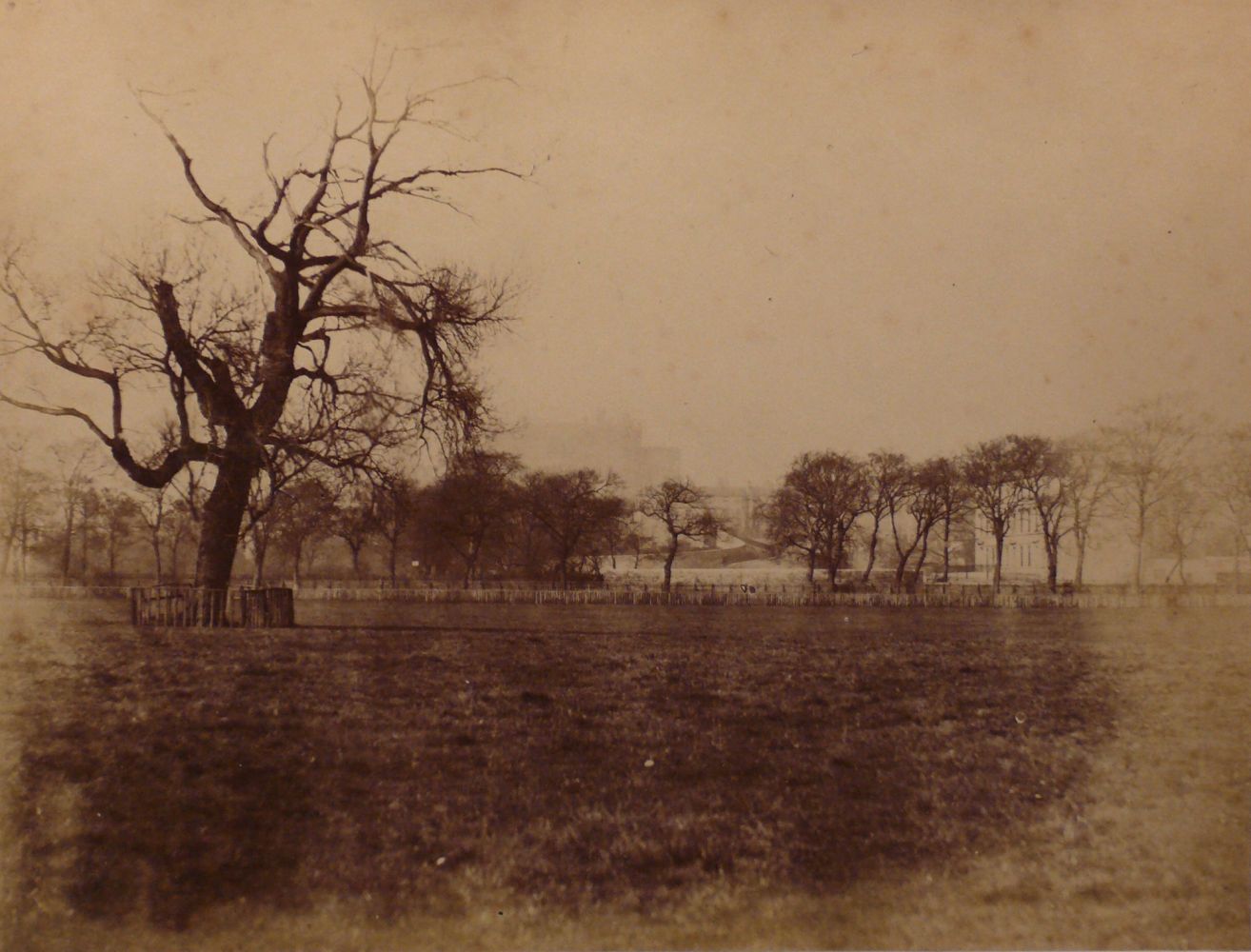 Captain Horatio ROSS (Scottish, 1801-1886) "From the Meadows, Edinburgh" Edinburgh Castle, April 1857 Albumen print from a waxed paper negative 25.5 x 33.8 cm mounted on 34.3 x 43.0 cm card Titled on mount