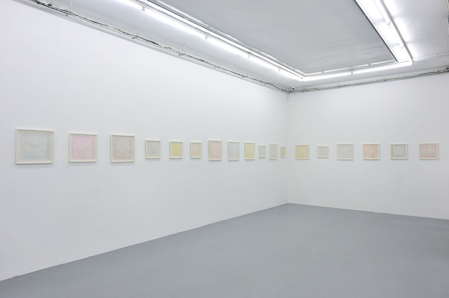 Installation view of John Giorno's Paintings at Almine Rech Gallery, 2012