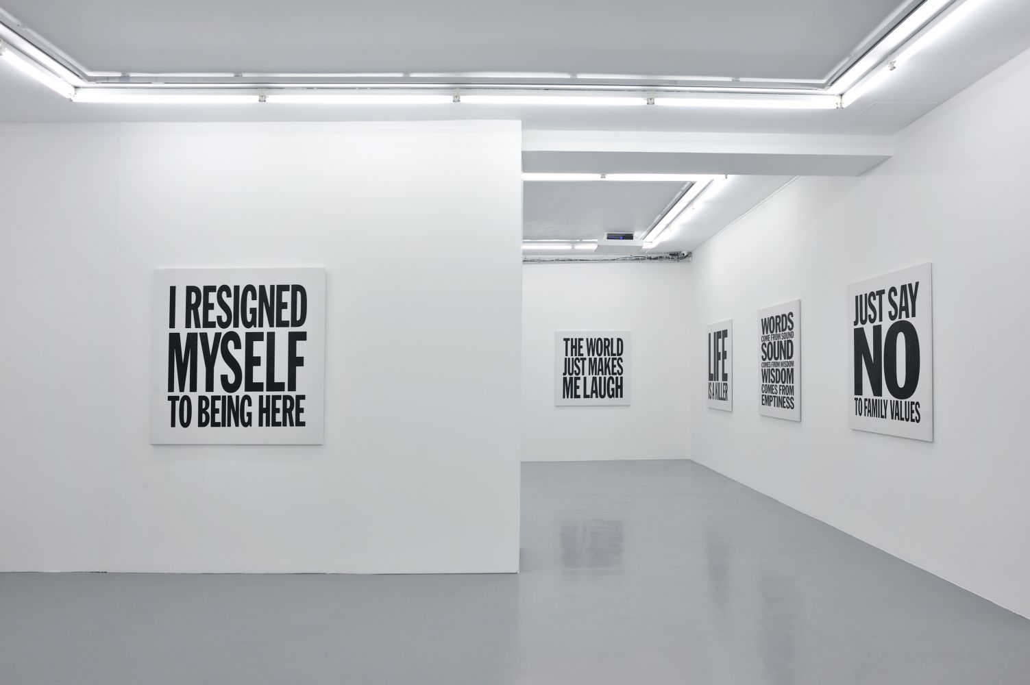 Installation view of John Giorno's Paintings at Almine Rech Gallery, 2012