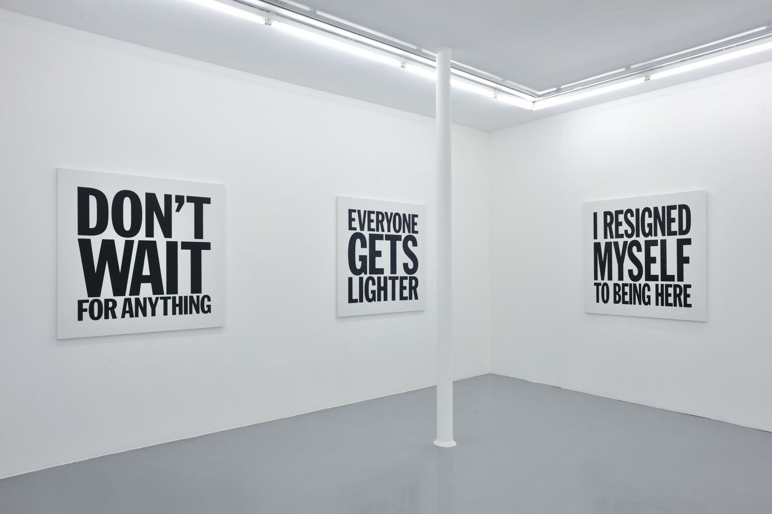 Installation view of John Giorno's Paintings at Almine Rech Gallery, 2012