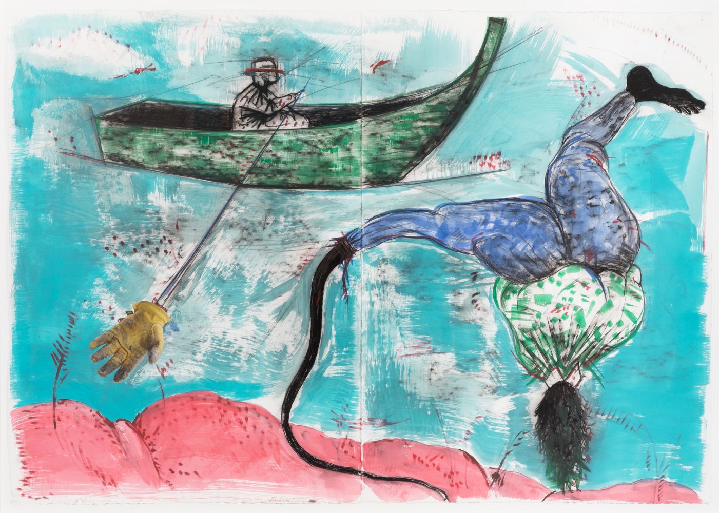 Simphiwe Ndzube Study for Voyage (diptych) 2018