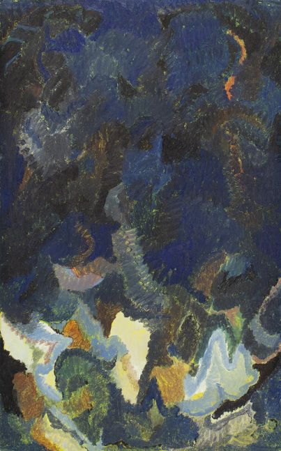 Untitled (Edge Crush), n.d. Oil on cardboard 26 x 16 1/4 inches