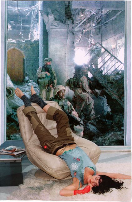 Martha Rosler Lounging Woman, from the series "House Beautiful: Bringing the War Home, New Series", 2004