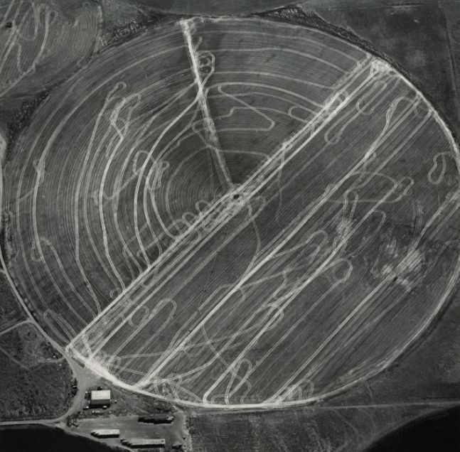Harvest Traffic over Agricultural Pivot near Hermiston, Oregon, 1991