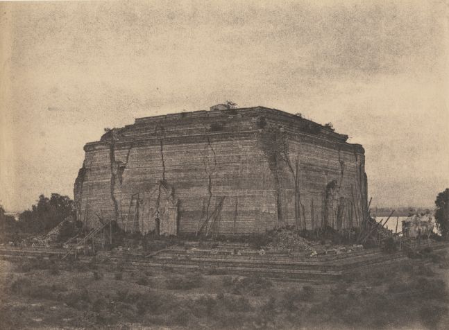 Captain Linnaeus TRIPE (English, 1822-1902) "Mengoon, Pagoda from NW." Burma, 1855 Albumenized salt print from a waxed paper negative 25.1 x 34.1 cm