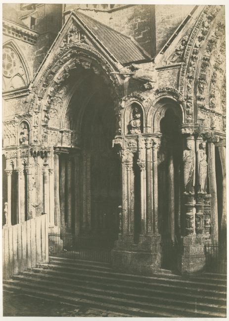 Charles MARVILLE (French, 1813-1879) Cathédrale de Chartres, portail septentrional, circa 1853-1854 Blanquart-Évrard process salt print from a paper negative 35.2 x 25.3 cm on 55.4 x 38.6 cm paper