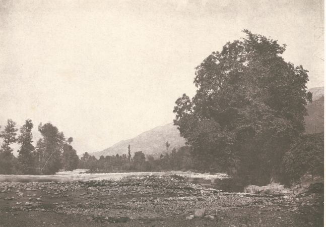 Joseph vicomte VIGIER (French, 1821-1894) "Saint-Sauveur. Vallée d'Argelès en face les ruines de Beaucens."*, 1853 Salt print from a paper negative 23.9 x 33.9 cm mounted on album page Titled in ink on moun