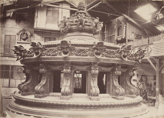 Louis-Emile DURANDELLE (French, 1839-1917) Lantern, Opéra Garnier, Paris, circa 1869 Albumen print from a collodion negative 27.9 x 38.8 cm mounted on 42.3 x 55.0 cm paper "Delmaet & Durandelle" blindstamp on mount