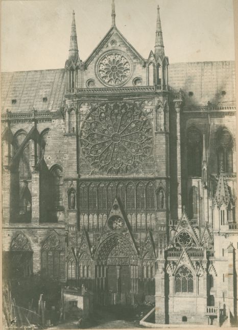 Henri LE SECQ (French, 1818-1882) Portail méridionale de l'Église Notre-Dame de Paris, circa 1852 Blanquart-Evrard process salt print from a waxed paper negative 32.9 x 23.7 cm mounted on 55.5 x 38.5 cm paper "H. Le Secq N.D. de Paris" signed in the negative