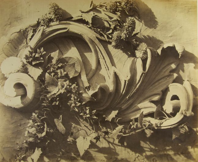 Charles Hippolyte AUBRY (French, 1811-1877) Decorative motifs, circa 1865 Albumen print from a collodion negative 37.4 x 46.2 cm mounted on 47.0 x 55.0 cm paper Blue "ch. aubry" signature stamp, blue oval "PHOTOGRAPHIE, 8, RUE DE LA REINE BLANCHE" with logo stamp and circular blindstamp "MEDAILLE D'OR / À CH. AUBRY / 1864"