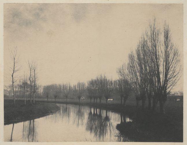 Eugène CUVELIER (French, 1837-1900) Willows Along the Scarp River, near Arras*, late 1850s Salt print from a paper negative 20.0 x 26.0 cm mounted on 54.1 x 69.3 cm paper