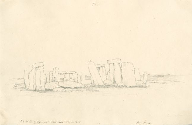 Sir John Frederick William HERSCHEL (English, 1792-1872) "No 757 Stone Henge”, 12 August 1865 Camera lucida drawing, pencil on paper 25.2 x 38.5 cm Numbered, signed, dated and titled “757 / J.F.W. Herschel del Cam. Luc. Aug 12, 1865 / Stone Henge” in ink. Inscribed “Stone Henge / Aug 12, 1865” in pencil on verso