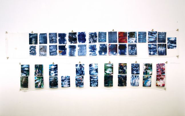 TANYA GOEL To Hold A Crinkle, 2010 India Ink on tie-dyed printing paper