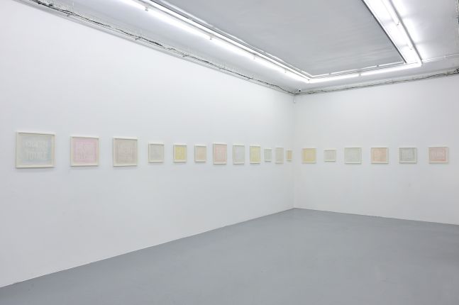 Installation view of John Giorno's Paintings at Almine Rech Gallery, 2012