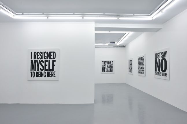 Installation view of John Giorno's Paintings at Almine Rech Gallery, 2012
