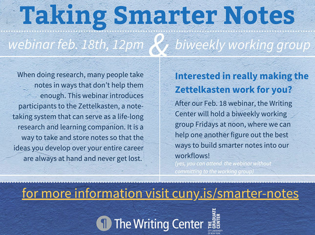Taking Smarter Notes with The Writing Center - The Ph.D. Program in History