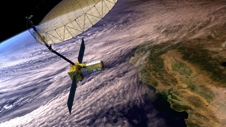 Artist concept of NISAR in action