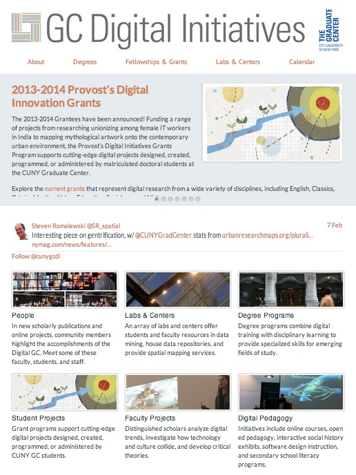 Graduate Center Digital Initiatives Website & Calendar