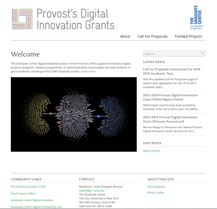 Provost’s Digital Innovation Grants Website